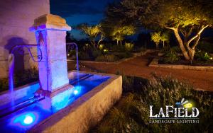 LaField-Landscape-Lighting Pathlights-and-Uplighting-and fountain lighting